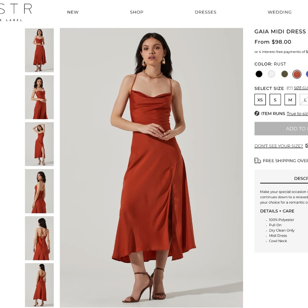Gaia Midi Dress in Rust from Astr the Label